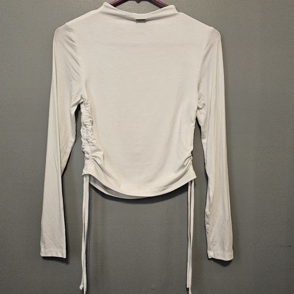 All Saints white drawstring ruched long sleeve shirt top size 40 xs / small S - Picture 5 of 5